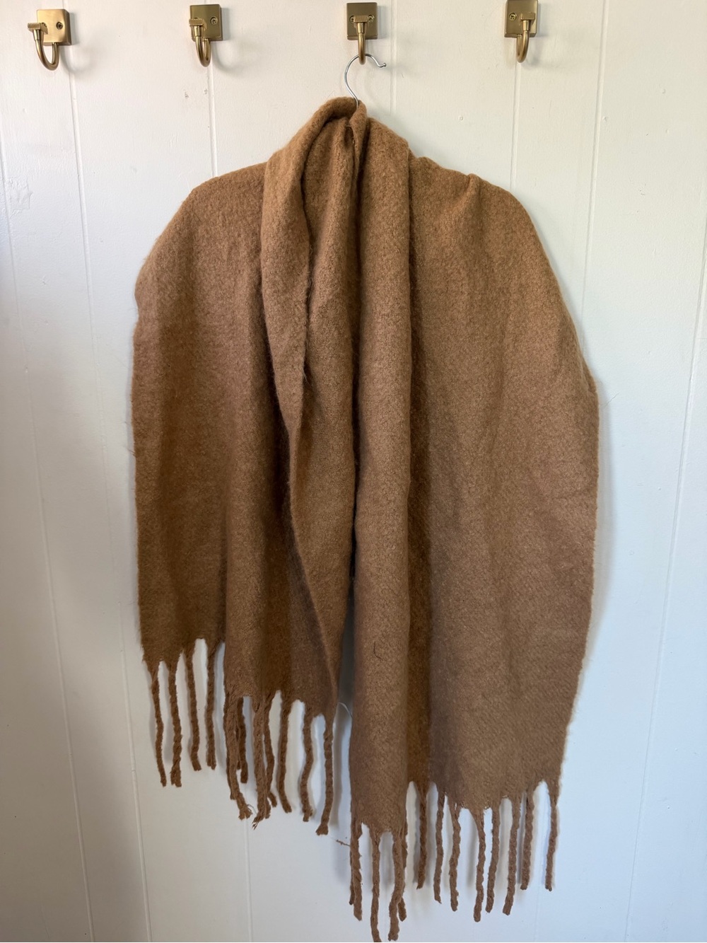 Urban Outfitters Cozy Fringe Scarf - Camel Brown